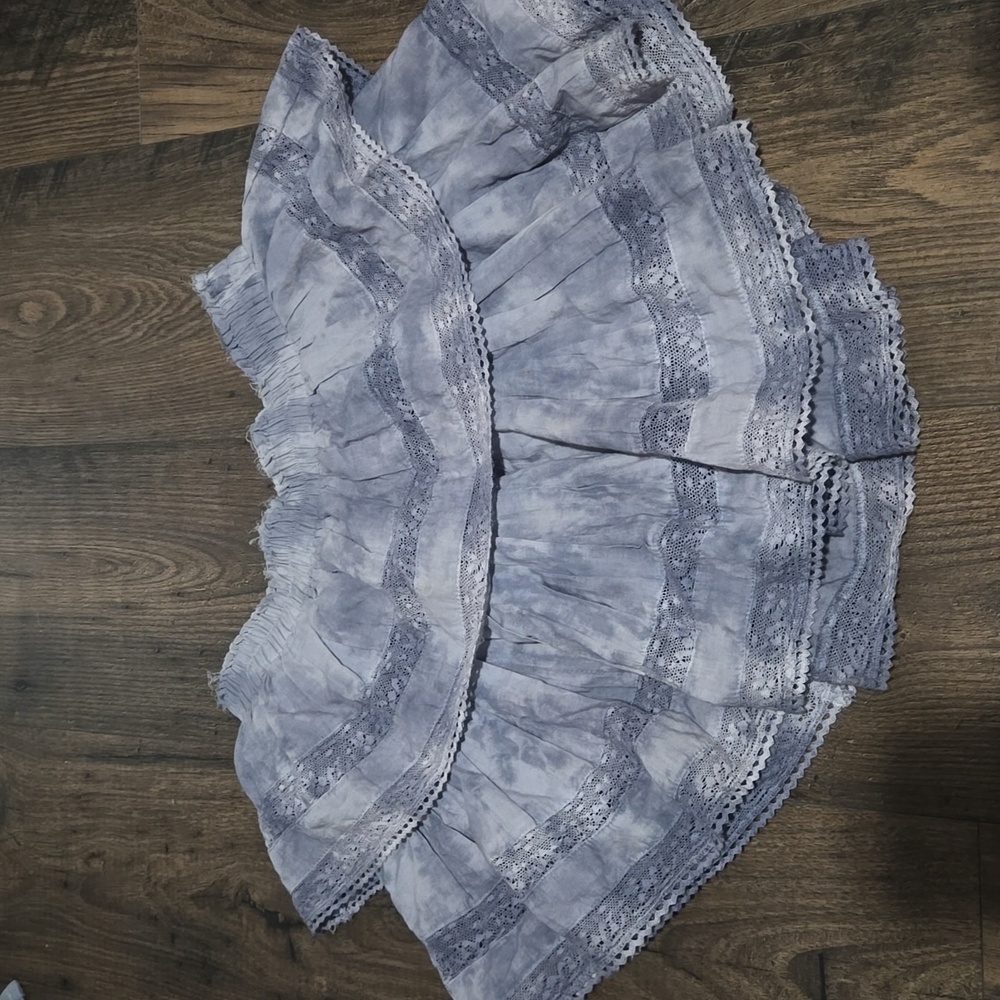 LOVESHACKFANCY love shack fancy ruffled XS Skirt Gray Blue 😍 Amazing!